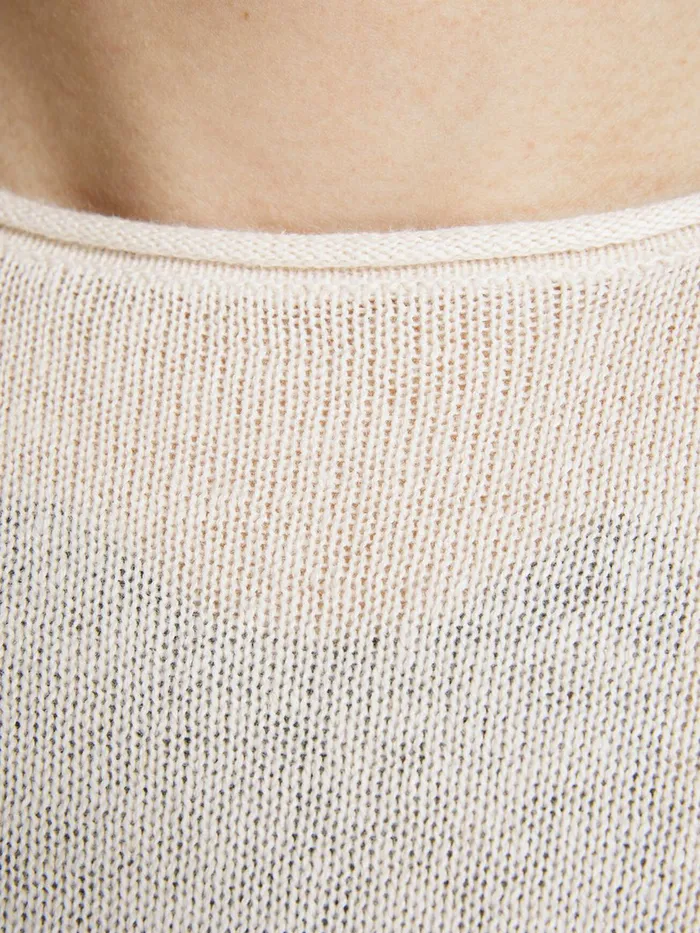 Knitwear JACK and JONES Mens LINEN BLEND KNITTED PULLOVER White Jet Stream Gift for Friend