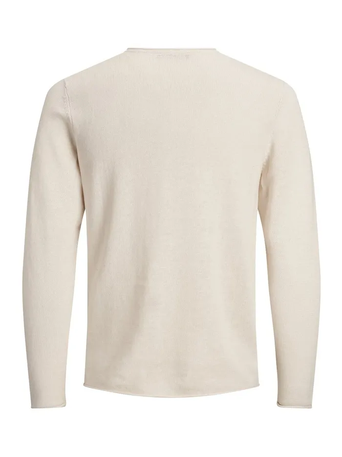 Knitwear JACK and JONES Mens LINEN BLEND KNITTED PULLOVER White Jet Stream Gift for Friend