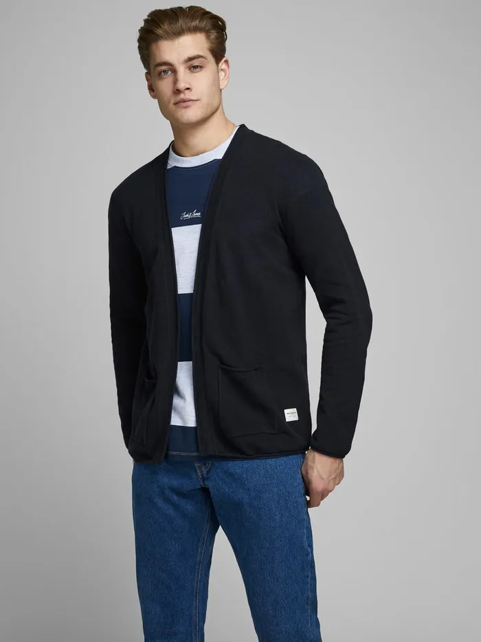 Knitwear JACK and JONES Mens ORGANIC COTTON CARDIGAN Blue Navy Blazer Near Me
