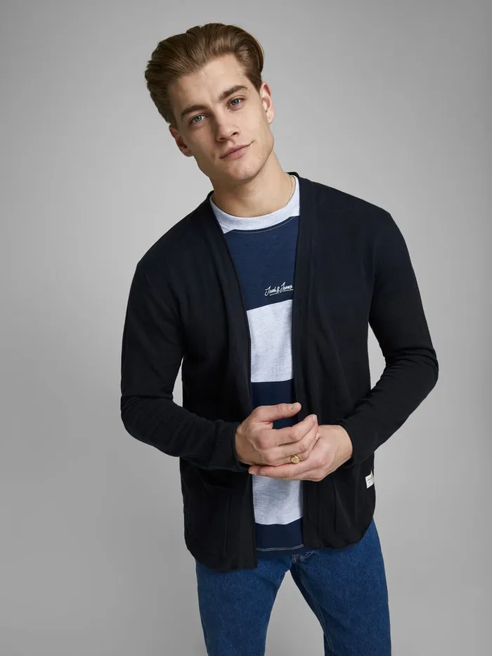 Knitwear JACK and JONES Mens ORGANIC COTTON CARDIGAN Blue Navy Blazer Near Me
