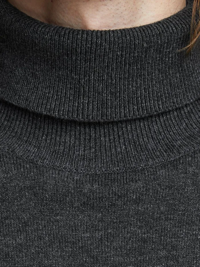 Knitwear JACK and JONES Mens ROLLNECK KNITTED PULLOVER Grey Dark Grey Melange For Sale