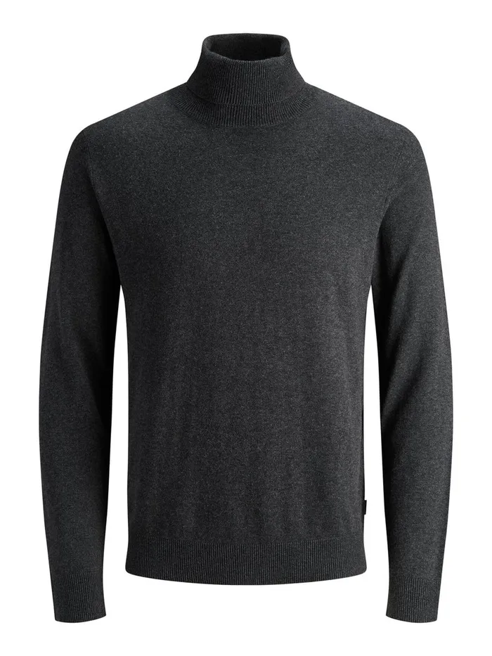 Knitwear JACK and JONES Mens ROLLNECK KNITTED PULLOVER Grey Dark Grey Melange For Sale