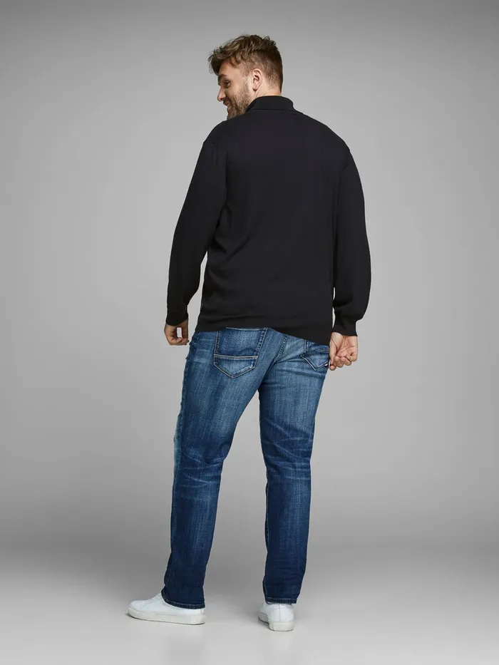 Knitwear JACK and JONES Mens ROLLNECK PLUS SIZE PULLOVER Black Black For Sale