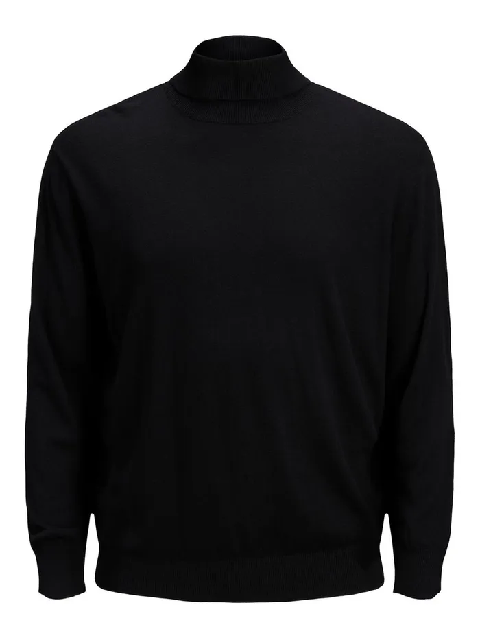 Knitwear JACK and JONES Mens ROLLNECK PLUS SIZE PULLOVER Black Black For Sale