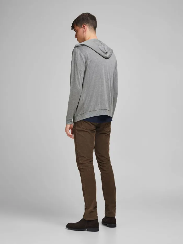 Knitwear JACK and JONES Mens SOFT HOODED ZIP CARDIGAN Grey Light Grey Melange On Sale