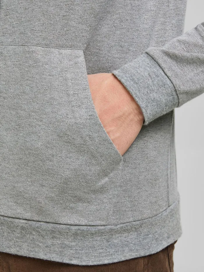 Knitwear JACK and JONES Mens SOFT HOODED ZIP CARDIGAN Grey Light Grey Melange On Sale