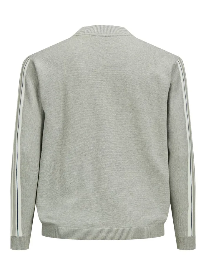 Knitwear JACK and JONES Mens SPORTY ZIP PLUS SIZE CARDIGAN Grey Light Grey Melange Cheap On Sale