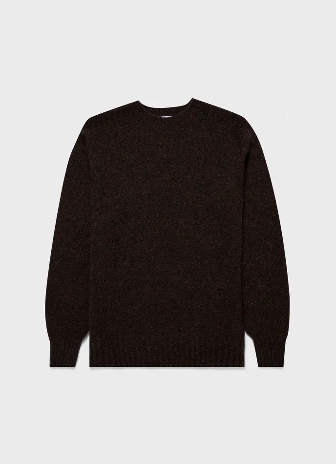Knitwear Shetland Crew Neck Jumper Dark Green Melange ussunspel Men