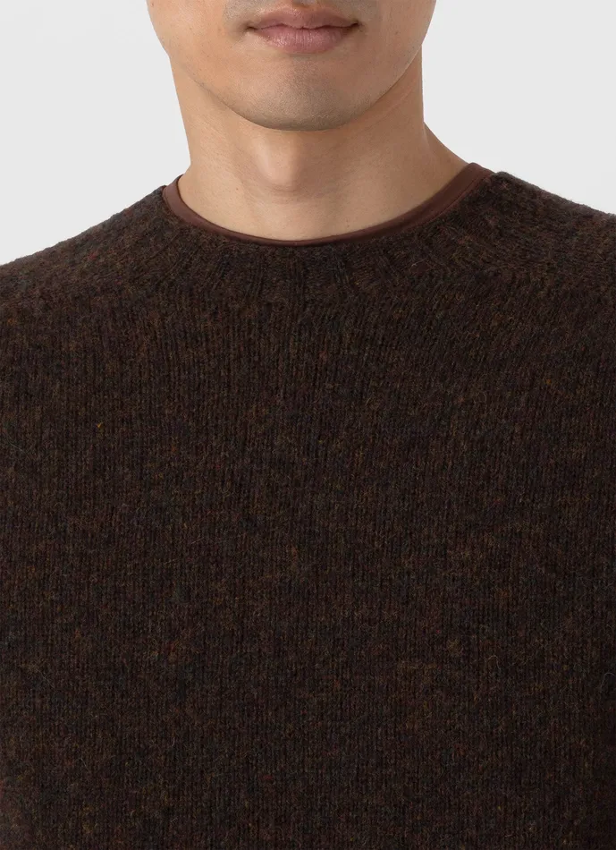 Knitwear Shetland Crew Neck Jumper Dark Green Melange ussunspel Men Knitwear Shetland Crew Neck Jumper Dark Green Melange ussunspel Men