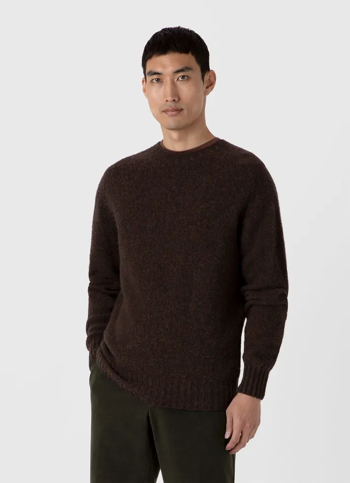 Knitwear Shetland Crew Neck Jumper Dark Green Melange ussunspel Men Knitwear Shetland Crew Neck Jumper Dark Green Melange ussunspel Men