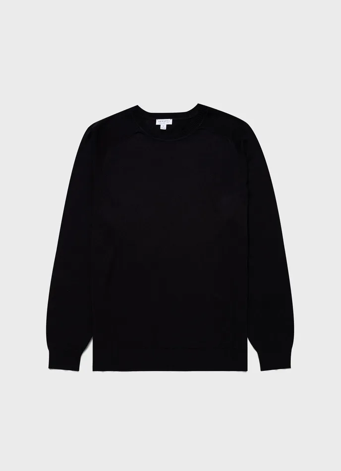 Knitwear ussunspel Men Sea Island Cashmere Crew Neck Jumper Black