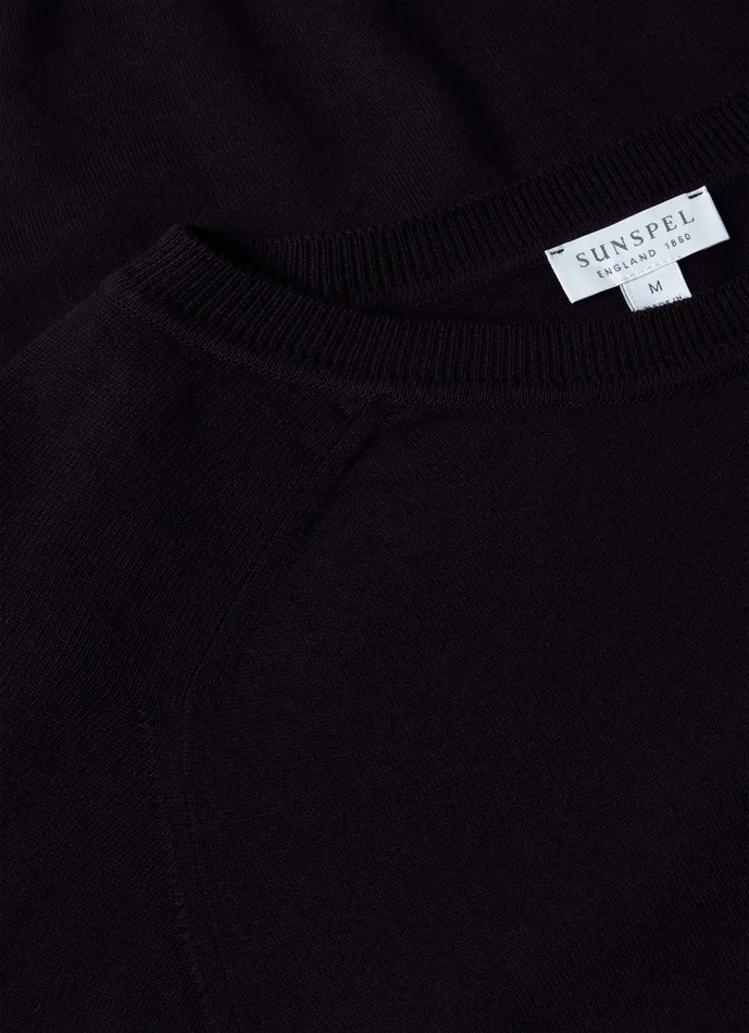 Knitwear ussunspel Men Sea Island Cashmere Crew Neck Jumper Black