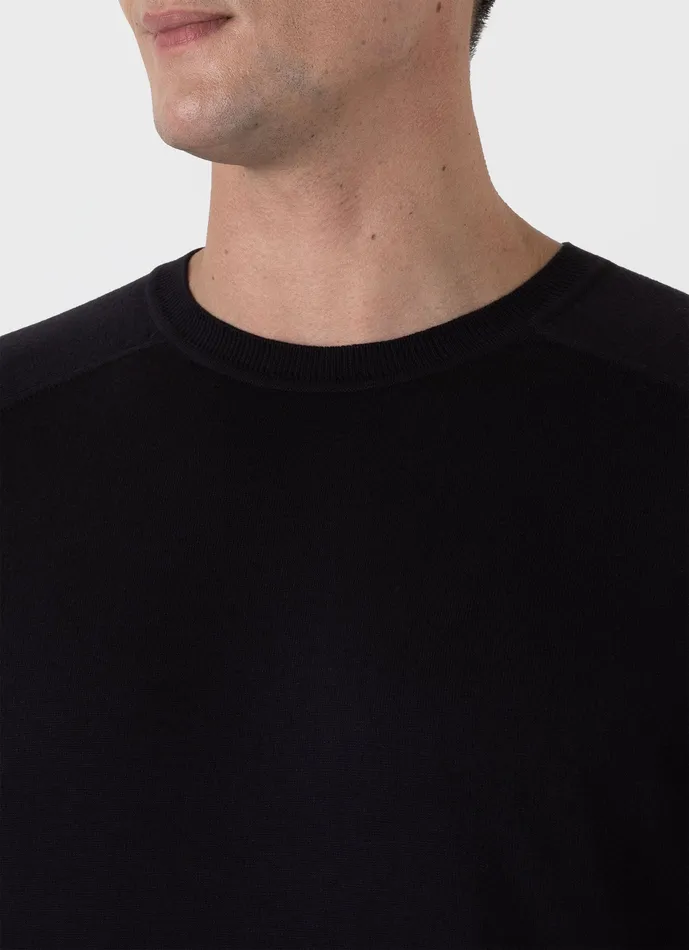 Knitwear ussunspel Men Sea Island Cashmere Crew Neck Jumper Black