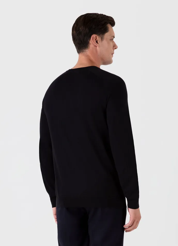 Knitwear ussunspel Men Sea Island Cashmere Crew Neck Jumper Black