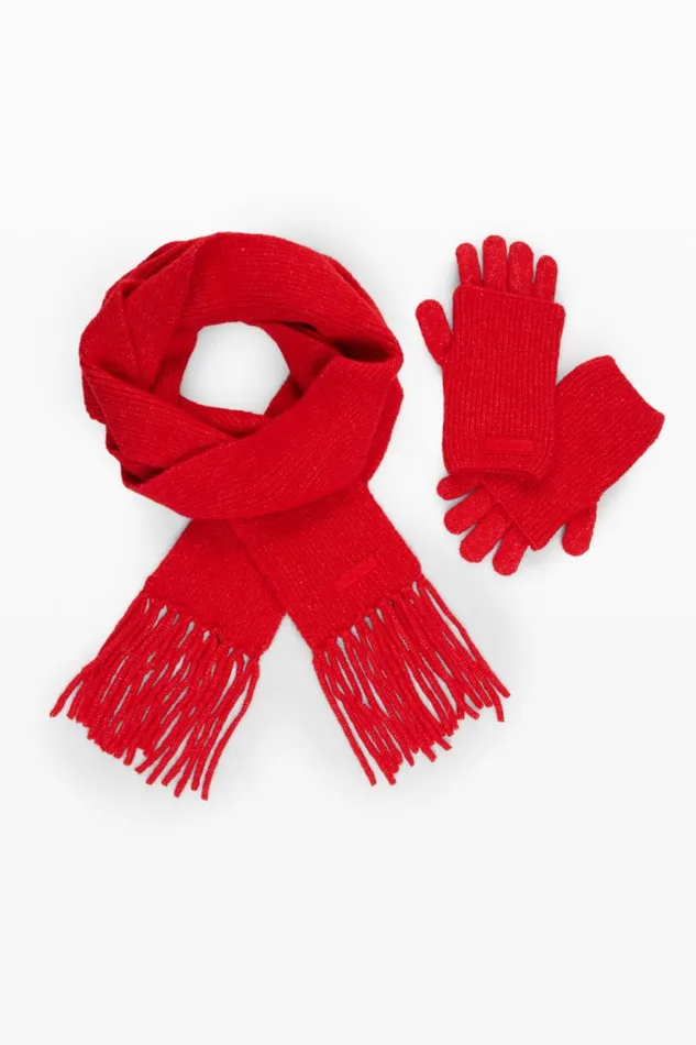 Knitwear Women Desigual Gloves And Scarf Pack Red