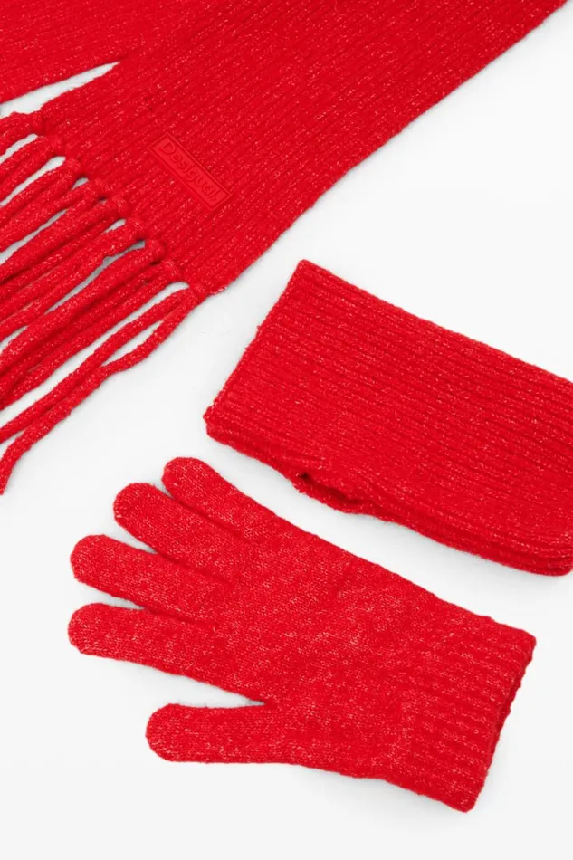 Knitwear Women Desigual Gloves And Scarf Pack Red