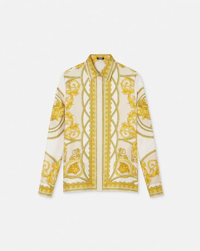 La Coupe Des Dieux Silk Shirt Goldprint Women Versace Shirts and Tops