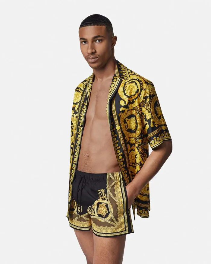 La Coupe Des Dieux Swim Shorts Blackprint Men Versace Swimwear