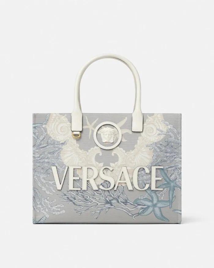 La Medusa Barocco Sea Canvas Tote Bag Blueprint Women Versace Totes