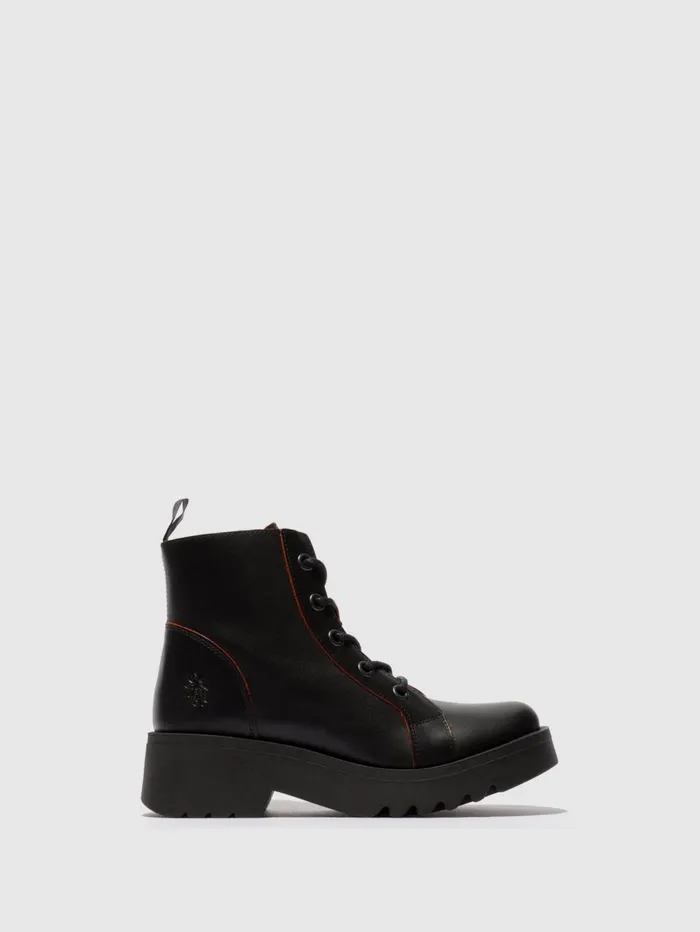Laceup Ankle Boots METZ788FLY BLACKRED Women Fly London Ankle Boots