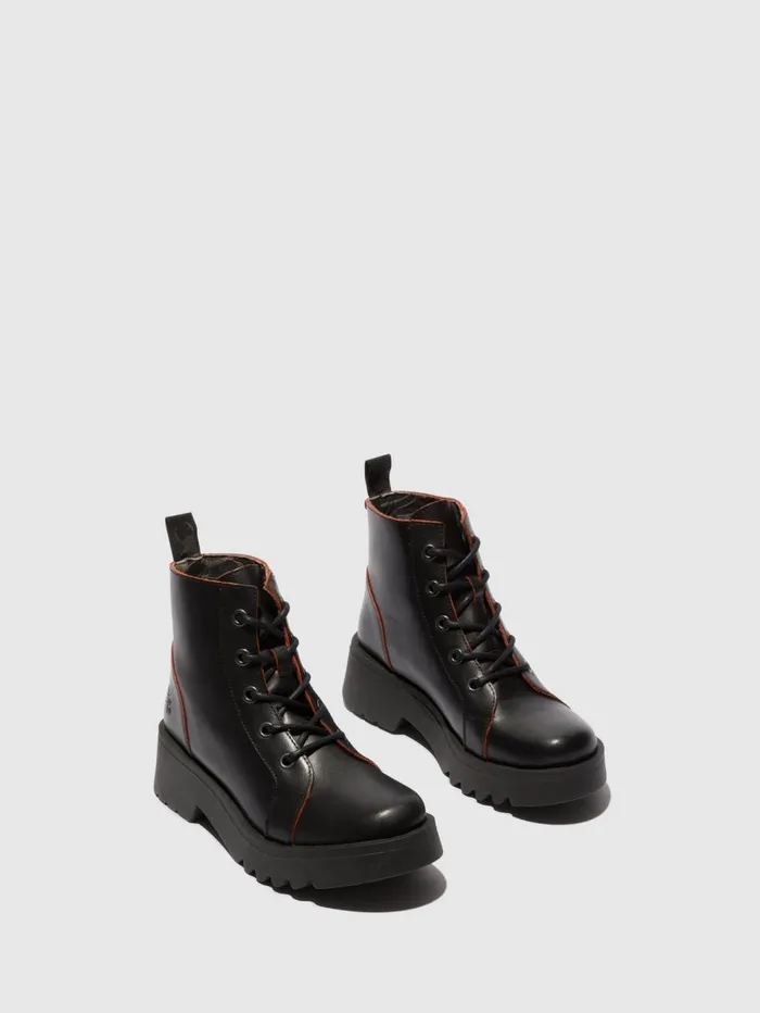Laceup Ankle Boots METZ788FLY BLACKRED Women Fly London Ankle Boots