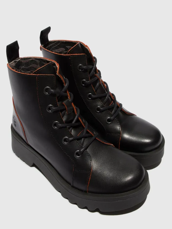 Laceup Ankle Boots METZ788FLY BLACKRED Women Fly London Ankle Boots