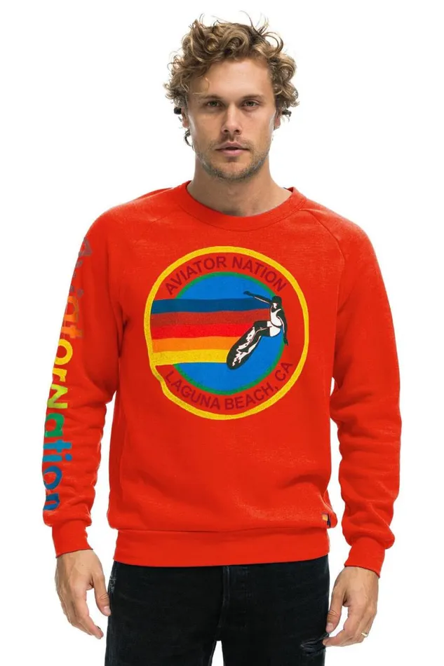 Laguna Beach Sweatshirt 8211 Red WomenMen Aviator Nation Sweatshirts