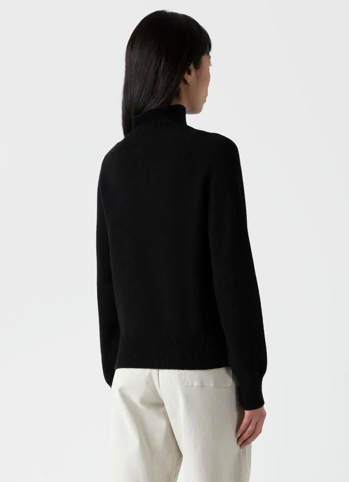 Lambswool Funnel Neck Jumper Black Women SUNSPEL Knitwear
