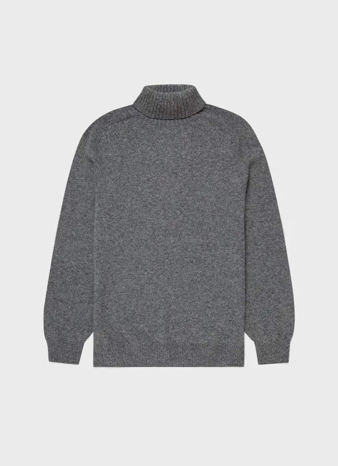 Lambswool Roll Neck Mid Grey Melange Men SUNSPEL Knitwear