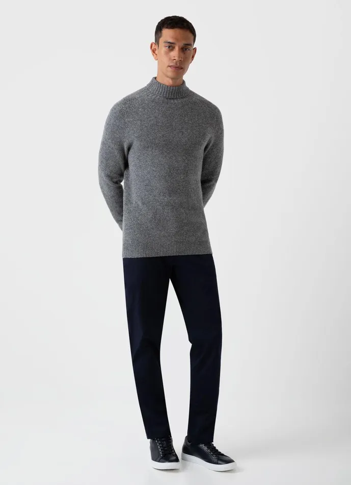 Lambswool Roll Neck Mid Grey Melange Men SUNSPEL Knitwear