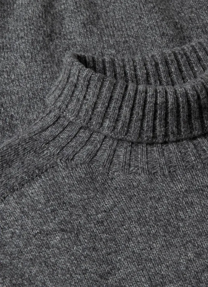 Lambswool Roll Neck Mid Grey Melange Men SUNSPEL Knitwear