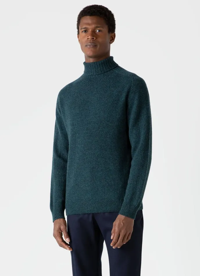 Lambswool Roll Neck Peacock Men SUNSPEL Knitwear