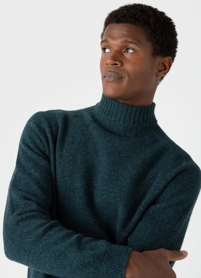Lambswool Roll Neck Peacock Men SUNSPEL Knitwear