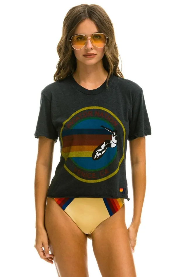 Las Vegas Boyfriend Tee 8211 Charcoal Women Aviator Nation Tees