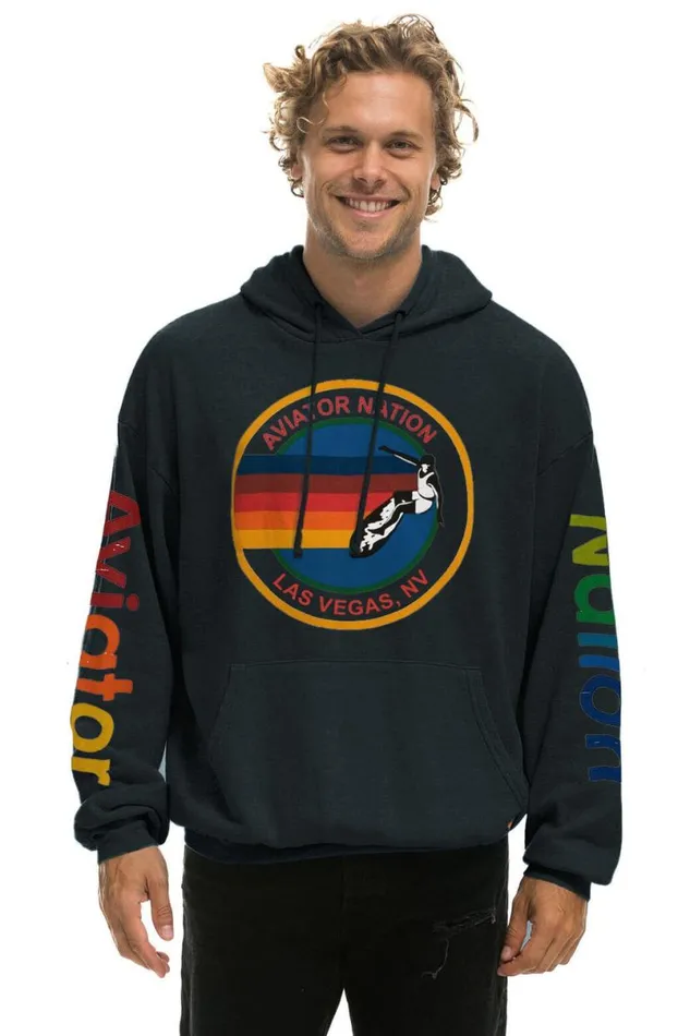 Las Vegas Relaxed Pullover Hoodie 8211 Charcoal WomenMen Aviator Nation Hoodies