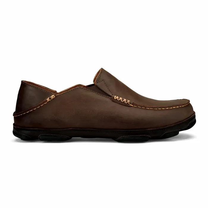 Leather Men Olukai Molo Leather Slip On Shoes 8211 Dark Wood Dark Java