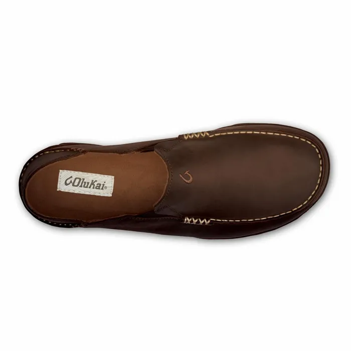 Leather Men Olukai Molo Leather Slip On Shoes 8211 Dark Wood Dark Java