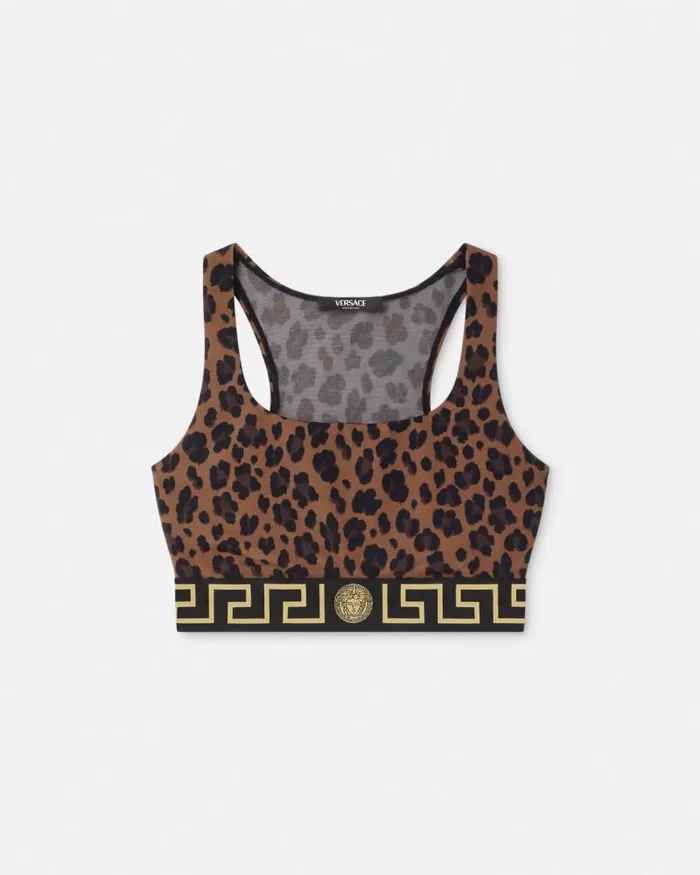 Leopard Greca Border Gym Sports Bra Animalier Women Versace Activewear