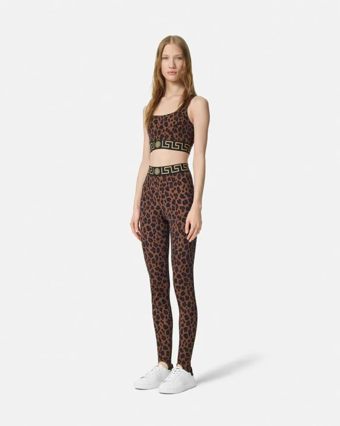 Leopard Greca Border Gym Sports Bra Animalier Women Versace Activewear