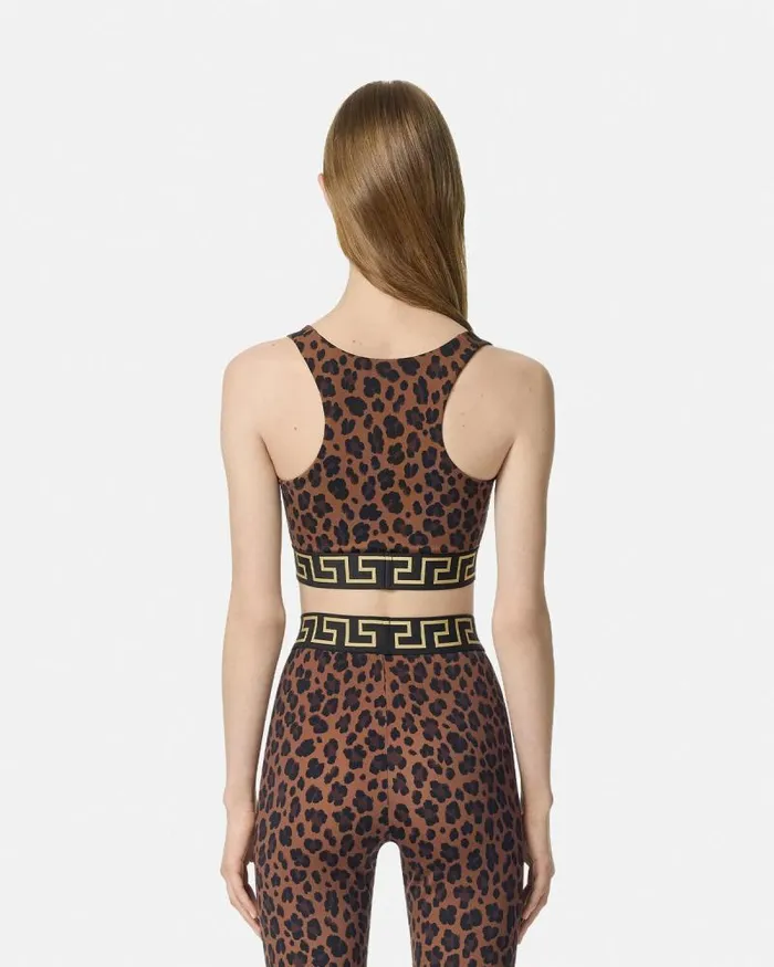 Leopard Greca Border Gym Sports Bra Animalier Women Versace Activewear