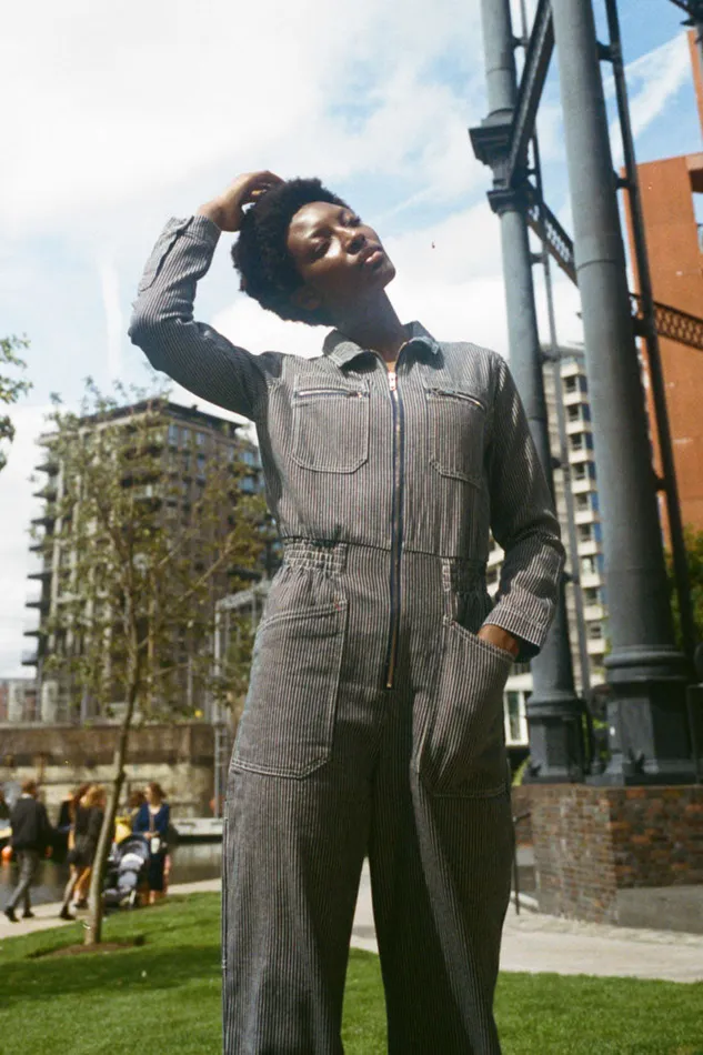 LF Markey Boilersuits Women Danny Longsleeve Boilersuit Indigo Stripe
