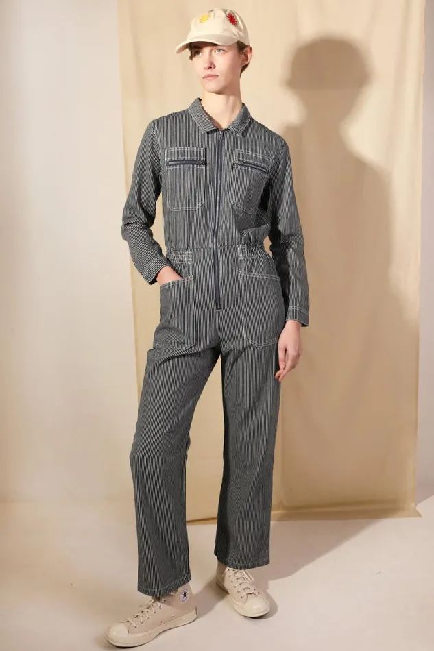 LF Markey Boilersuits Women Danny Longsleeve Boilersuit Indigo Stripe