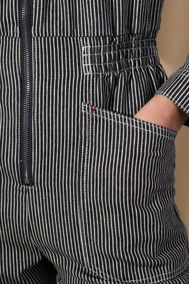 LF Markey Boilersuits Women Danny Longsleeve Boilersuit Indigo Stripe