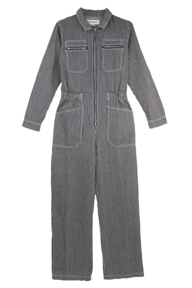 LF Markey Boilersuits Women Danny Longsleeve Boilersuit Indigo Stripe