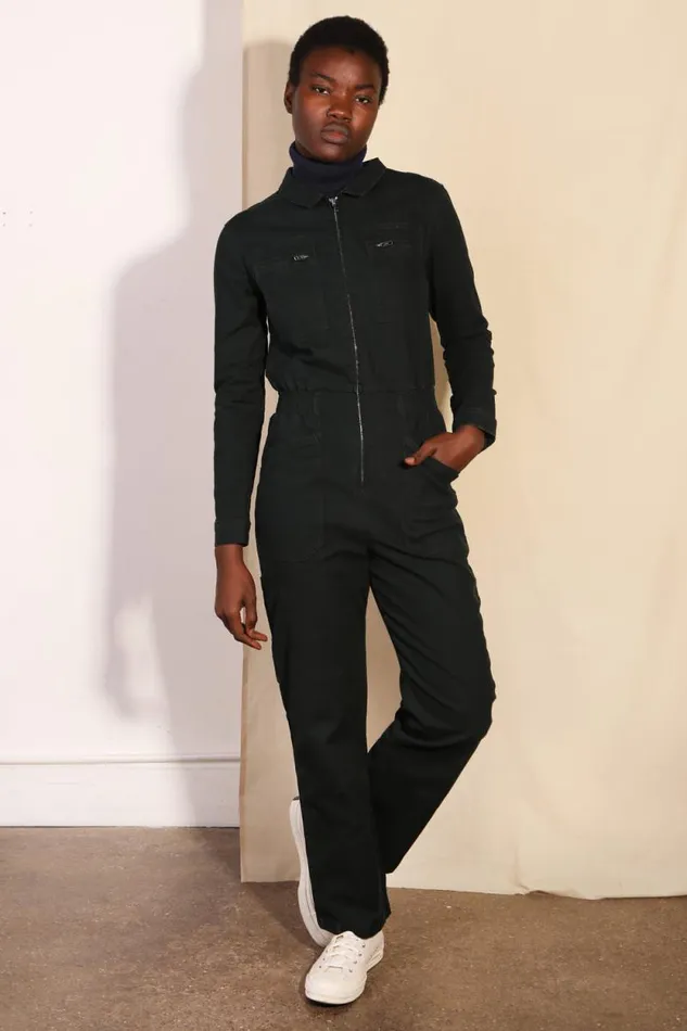 LF Markey Boilersuits Women Danny Stretch Canvas Boilersuit Forest Green