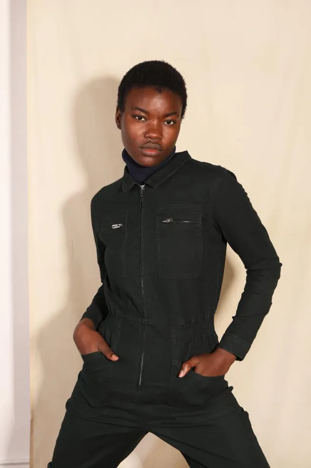 LF Markey Boilersuits Women Danny Stretch Canvas Boilersuit Forest Green