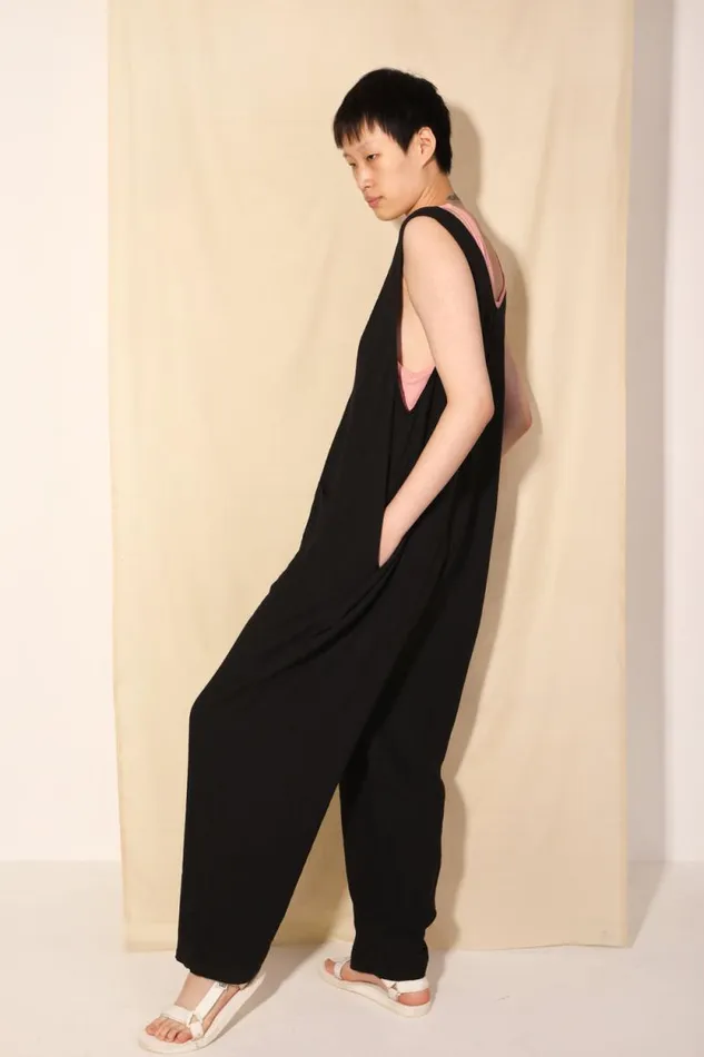 LF Markey Dungarees Women Basic Linen Jumpsuit Black