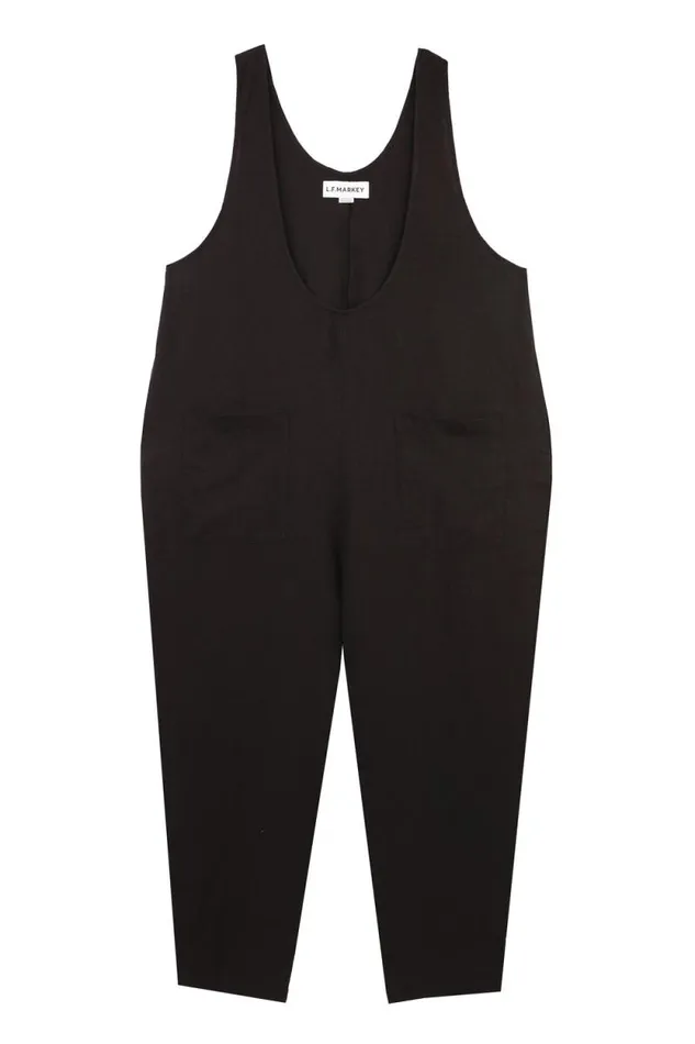 LF Markey Dungarees Women Basic Linen Jumpsuit Black