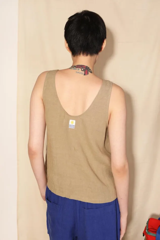 LF Markey Tops Women Button Front Tank Stone