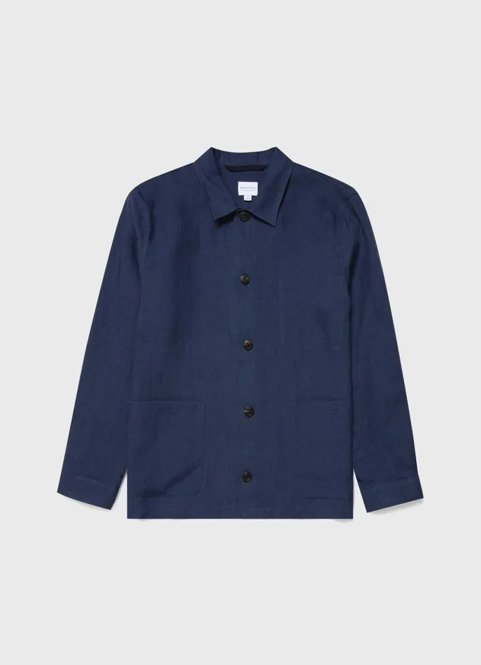 Linen Twin Pocket Jacket Light Navy Men SUNSPEL Jackets and Coats